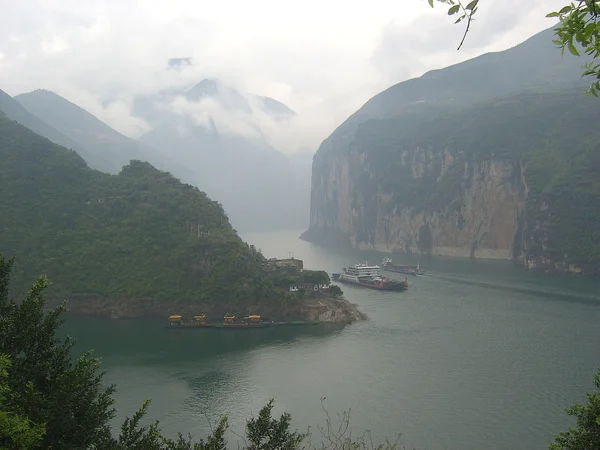 Three Gorges cliffs and navigation channel on the Yangtze River Three Gorges cliffs and navigation channel on the Yangtze River