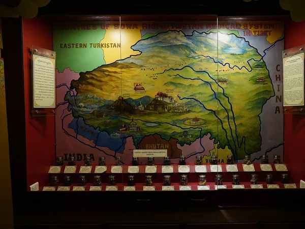Museum display explaining medicinal plant regions of the Himalayas Museum display explaining medicinal plant regions of the Himalayas