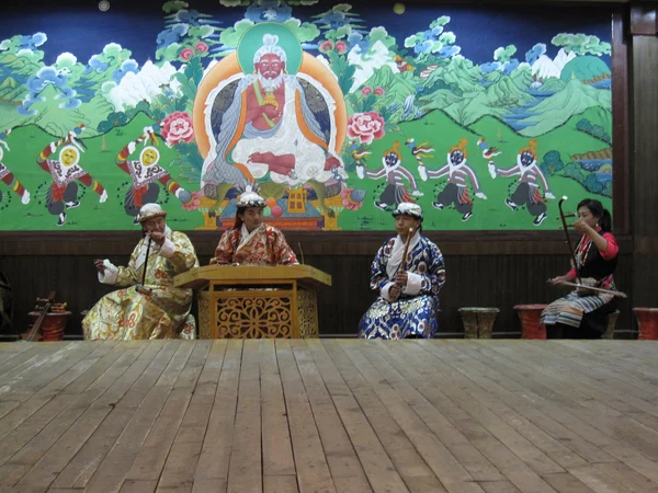 Tibetan opera performers in a public cultural performance