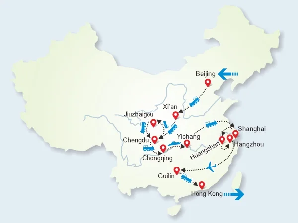 25 Days The Best Scenic China tour map