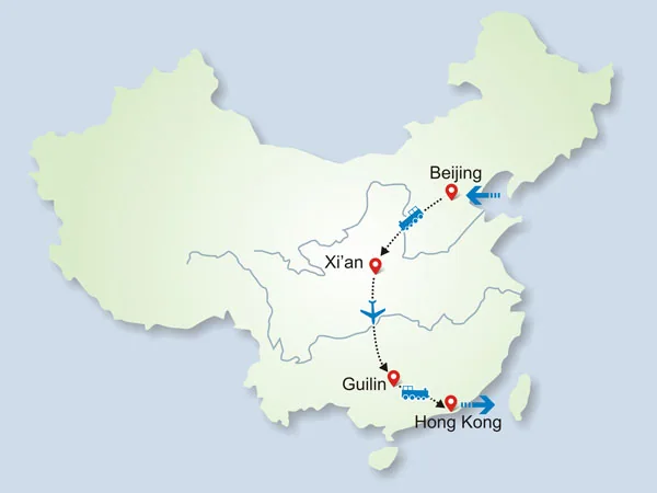 11 Days China Essential Tour for Indians tour map