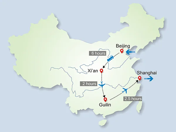 10 Days Classic China Tour for Indians tour map