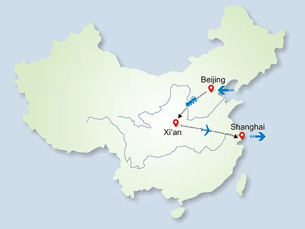 9 Days Classical China Muslim Tour tour map