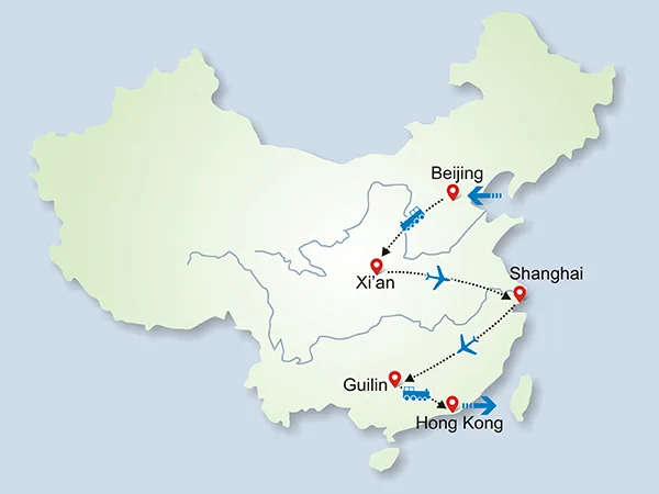 12 Days Best China Muslim Tour tour map
