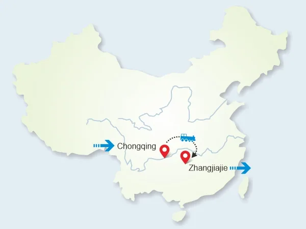 5 Days Best Chongqing to Zhangjiajie Tour tour map