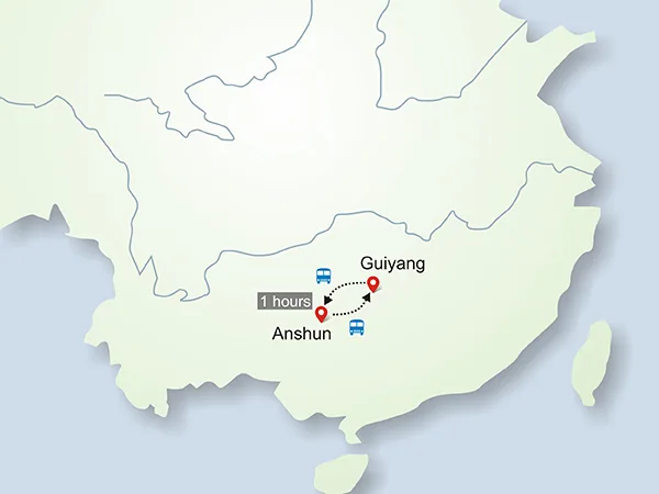 4 Days Beautiful Guizhou with Huangguoshu Waterfall tour map