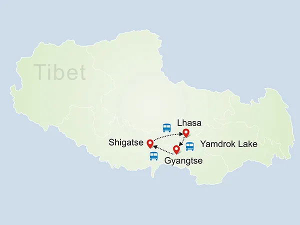 6 Days Mystical Tibet Exploring Tour tour map