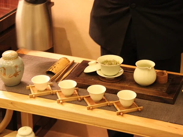 A Chinese tea service, illustrating a social setting where customs may differ