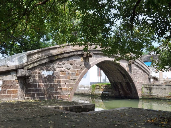 Historic bridge over a canal in Jinze ancient town
