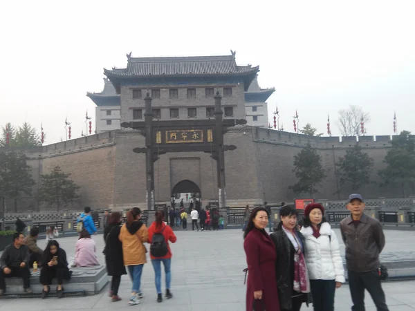 Real view of Xi'an City Wall near the central shopping area