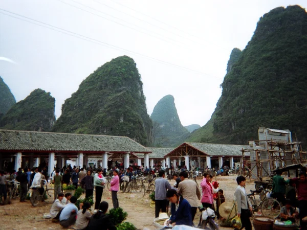Fresh produce at a market near Yangshuo used for a family cooking activity