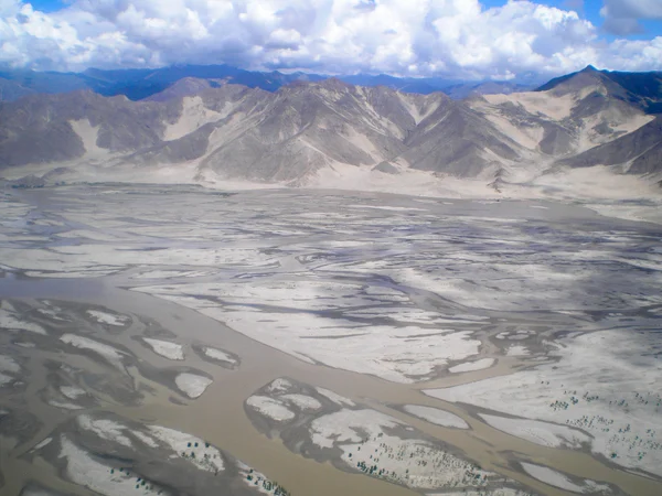 Yarlung Tsangpo river valley and mountain landscape in Tibet