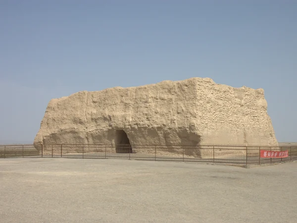Rammed-earth remains of Yumen Pass on the Han frontier west of Dunhuang Rammed-earth remains of Yumen Pass on the Han frontier west of Dunhuang