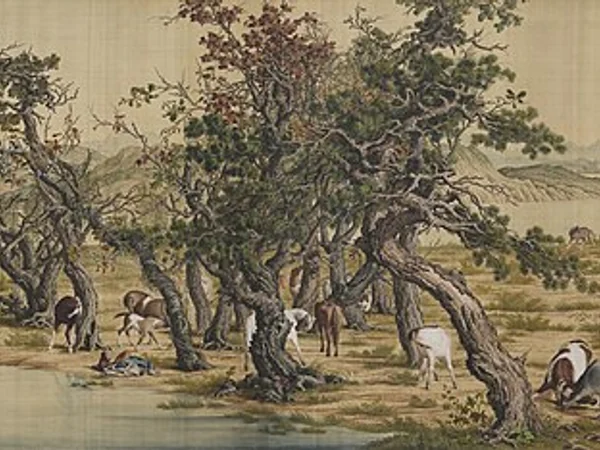 A Hundred Steeds in a traditional Chinese painting A Hundred Steeds in a traditional Chinese painting