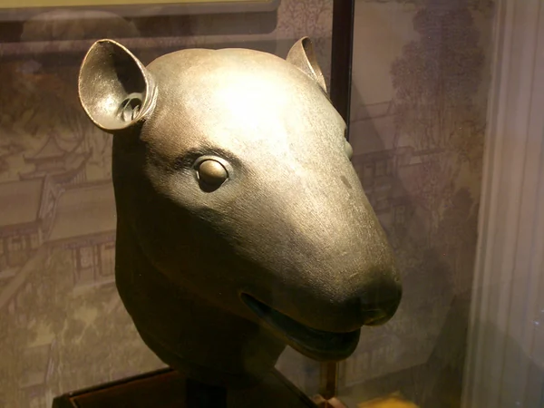 A bronze zodiac rat head displayed at Yuanmingyuan A bronze zodiac rat head displayed at Yuanmingyuan