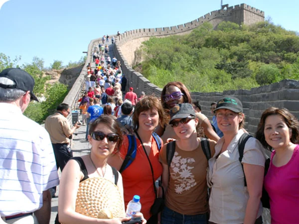 International visitors touring the Great Wall of China
