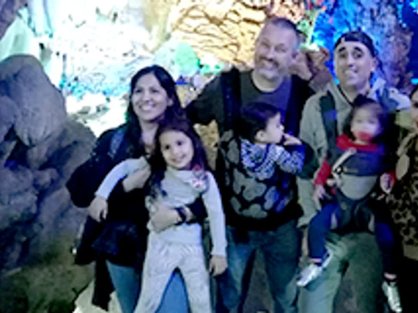 Family enjoying a cave visit during a China trip