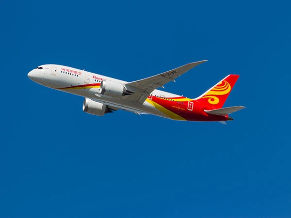 Passenger airplane flying toward China