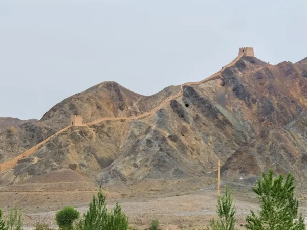 Overhanging Great Wall near Jiayuguan on the Silk Road