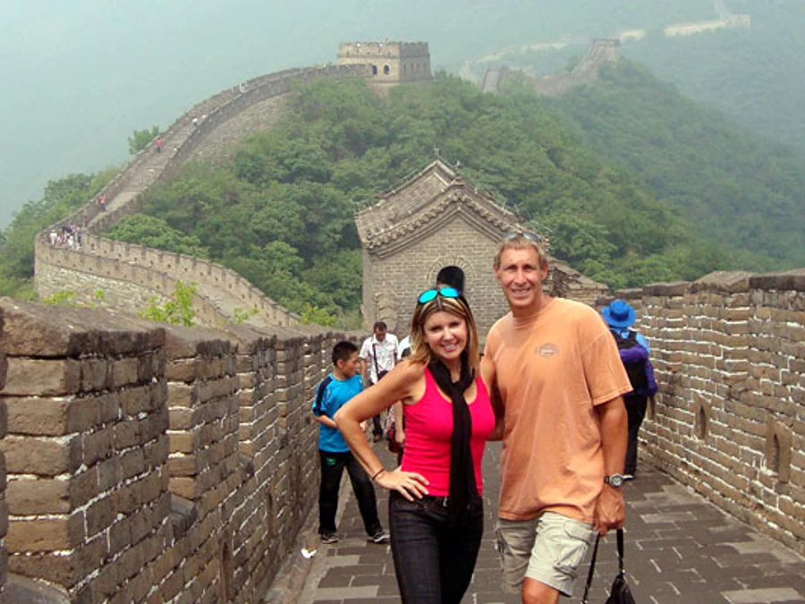 International couple enjoying a honeymoon journey in China