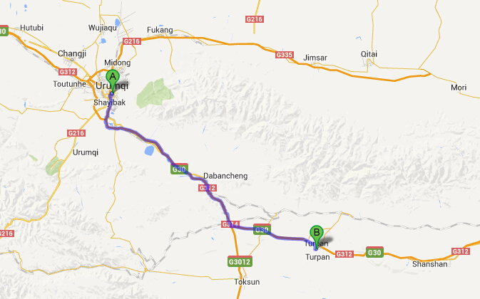 Urumqi turpan map 01