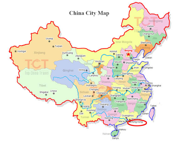 Hongkong in china map 01
