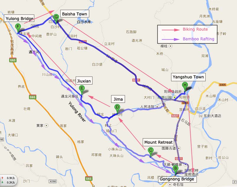 Yangshuo Biking Tour Map