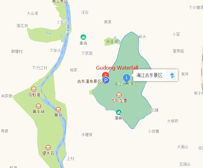 Gudong waterfall map