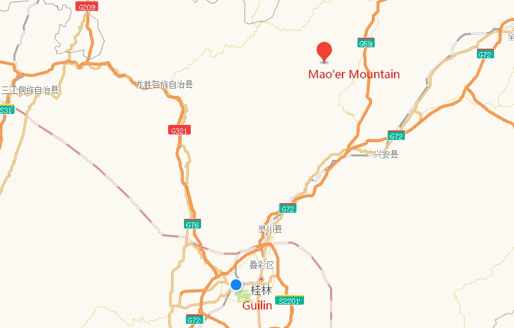 Maoer mountain map