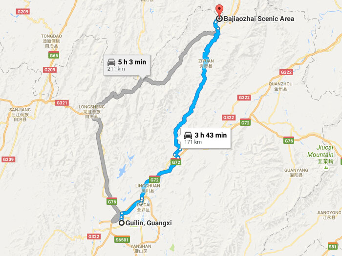 Map of ziyuan bajiaozhai