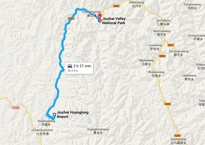 Jiuzhaigou airport the valley map 01