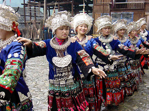 Miao women in traditional dress at Langde village near Kaili
