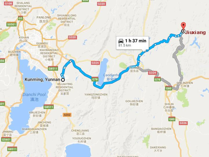 Jiuxiang scenic area map