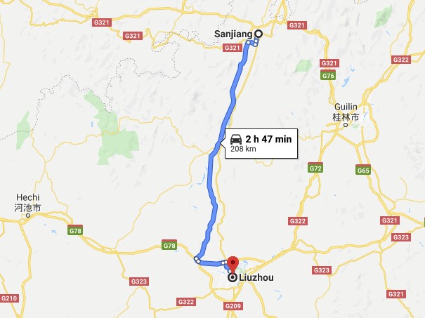 Liuzhou sanjiang map