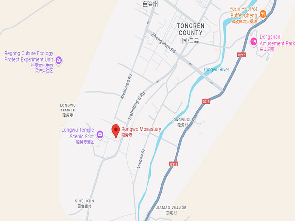 Rongwu monastery location map