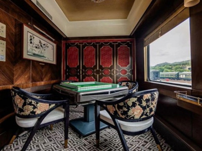 Chess and tea lounge aboard the China Orient Express