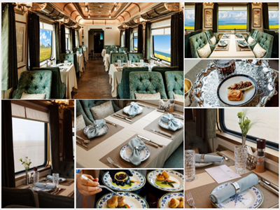 Western-style dining carriage on the China Orient Express