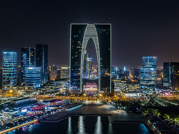 Suzhou Industrial Park skyline with the Gate of the Orient Suzhou Industrial Park skyline with the Gate of the Orient