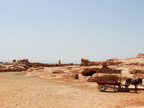 Earthen streets and buildings at Gaochang Ancient City near Turpan
