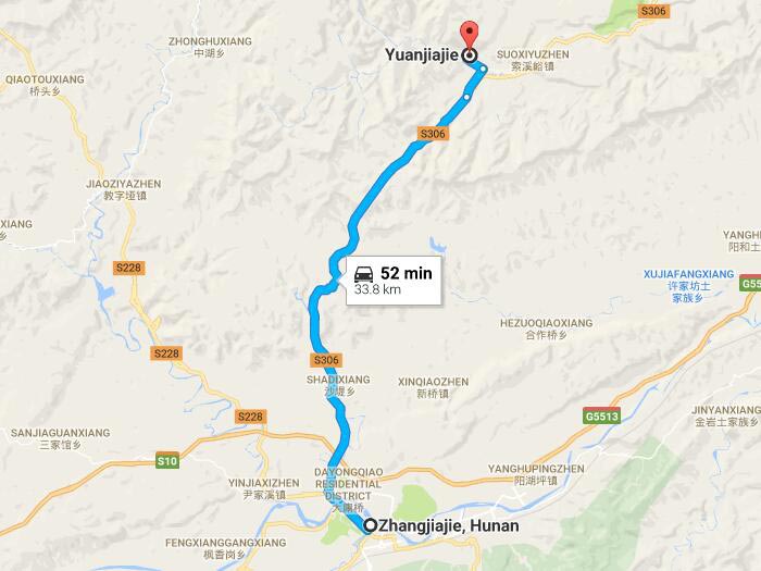 Yuanjiajie scenic area map