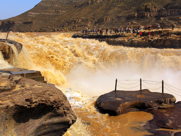 Sediment-rich Hukou Waterfall on the Yellow River