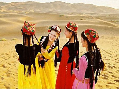 People wearing regional dress in Xinjiang
