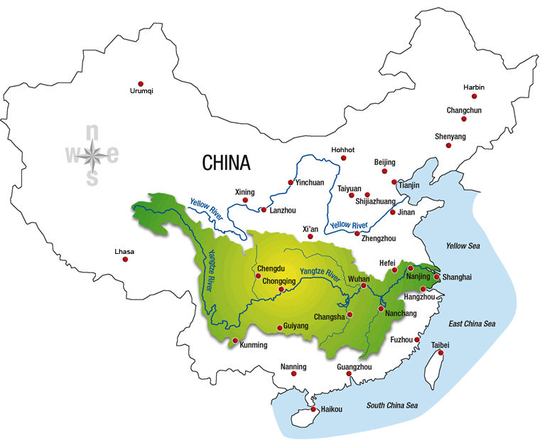Yangtze river basin map